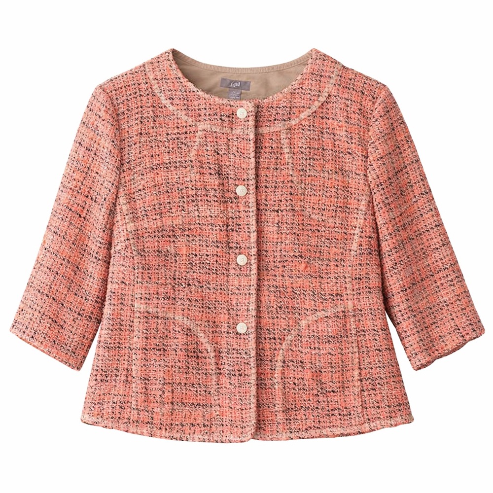 J. Jill Coral Tweed Jacket 1X Button Front Textured Blazer